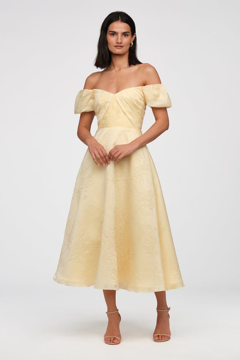 Mel Off Shoulder Dress, Main, color, Moon Butter Yellow