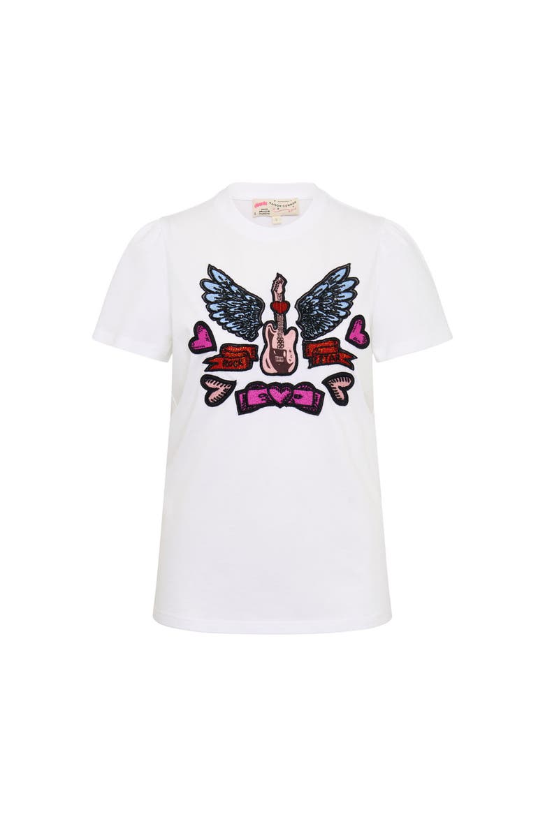 Cotton T-Shirt With Embroidery Rock and Romance, Main, color, Rock and Romance