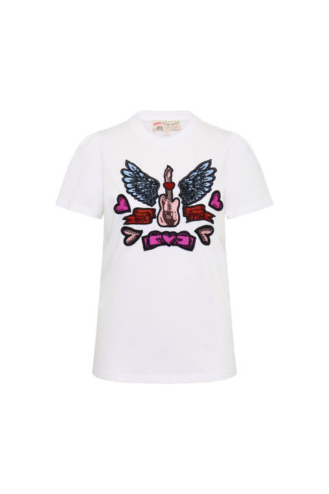 Cotton T-Shirt With Embroidery Rock and Romance