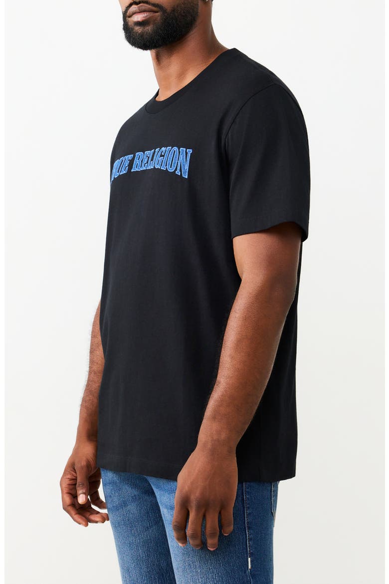 Denim Appliqué Graphic T-Shirt, Alternate, color, JET BLACK