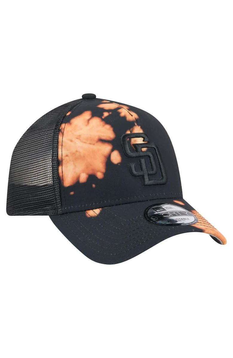 New Era Men's New Era Black San Diego Padres Bleached A-Frame 9FORTY Adjustable Hat, Alternate, color, Black