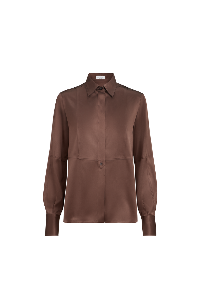 Satin shirt, Alternate, color, Cocoa