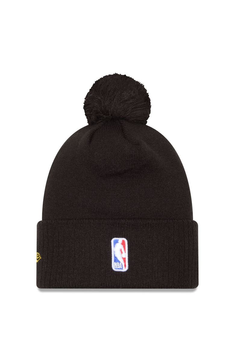 New Era Men's New Era  Black Los Angeles Lakers 2024/25 City Edition Cuffed Knit Hat with Pom, Alternate, color, 
