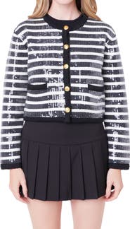 English Factory Sequin Stripe Cardigan
