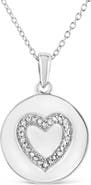 Haus of Brilliance .925 Sterling Silver Prong-Set Diamond Accent Heart Emblemed Pendant Necklace