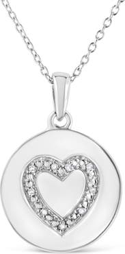 Haus of Brilliance .925 Sterling Silver Prong-Set Diamond Accent Heart Emblemed Pendant Necklace