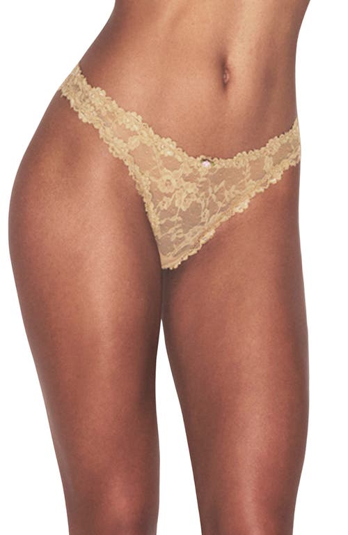 Skims Stretch Lace Dipped Waist Thong In Nude