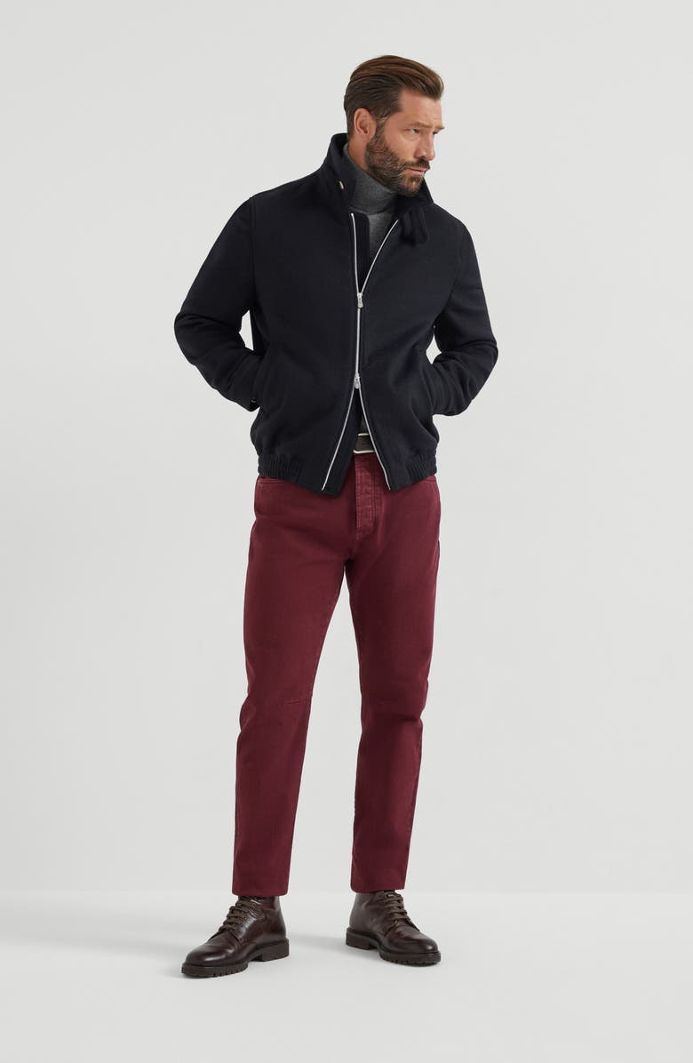 Brunello Cucinelli Wool flannel bomber jacket, Alternate, color, Black