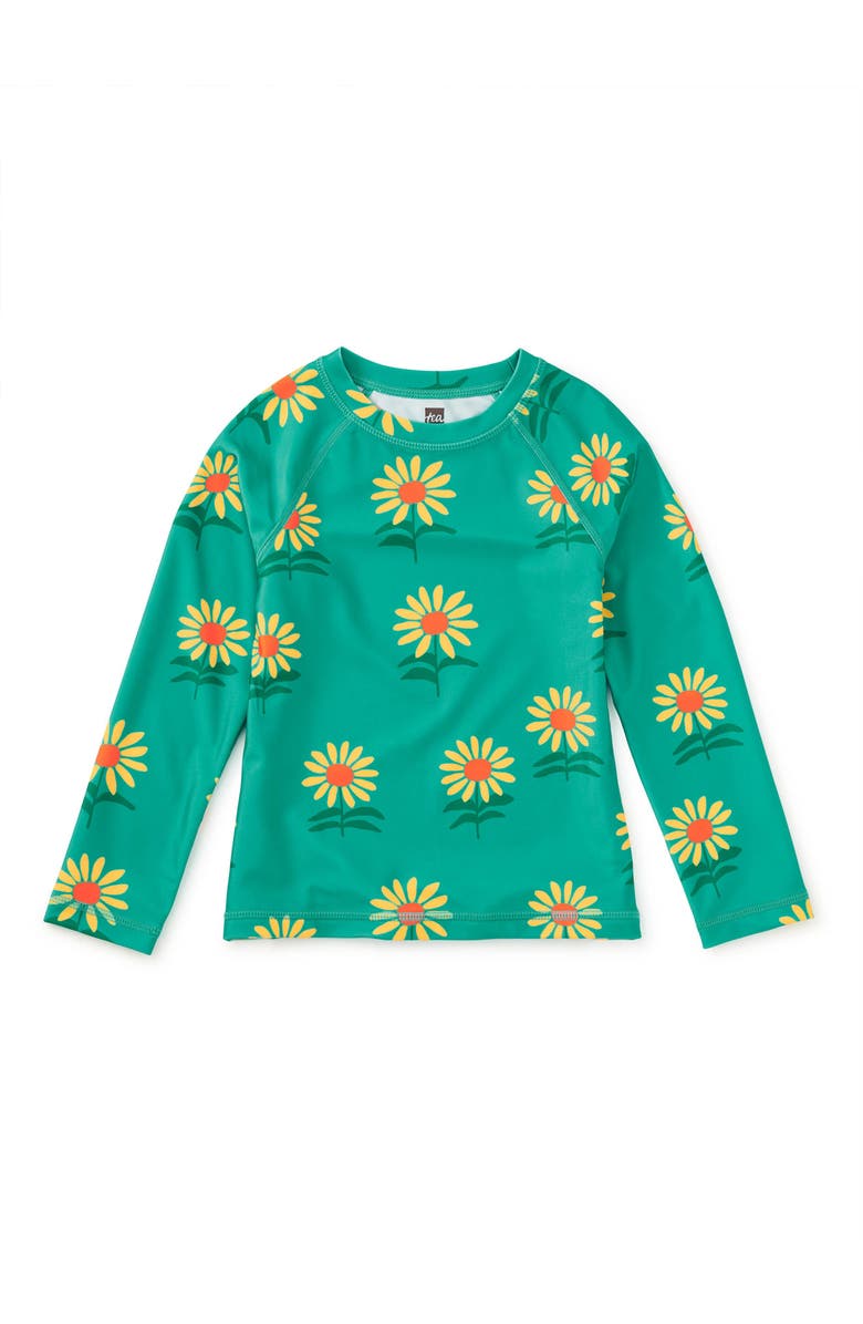 Tea Collection Long Sleeve Rash Guard, Main, color, Sunflowers