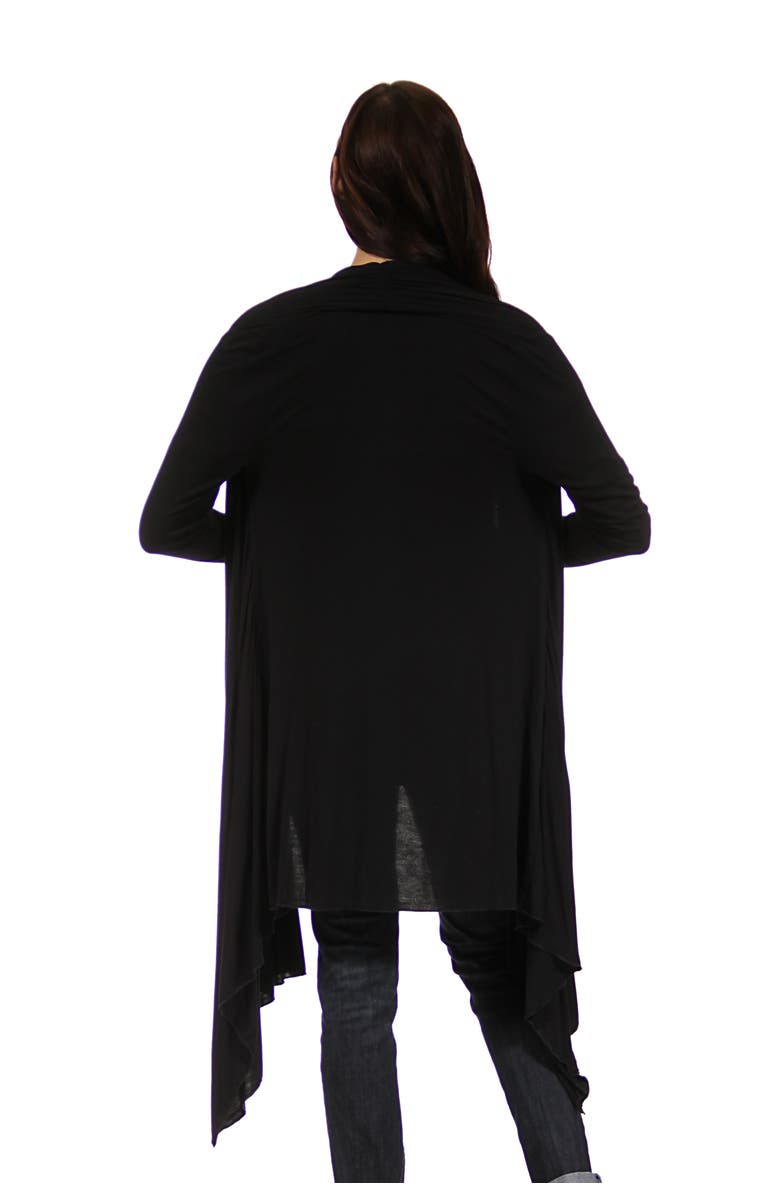 24seven Comfort Apparel Extra Long Open Front Maternity Cardigan, Alternate, color, Black