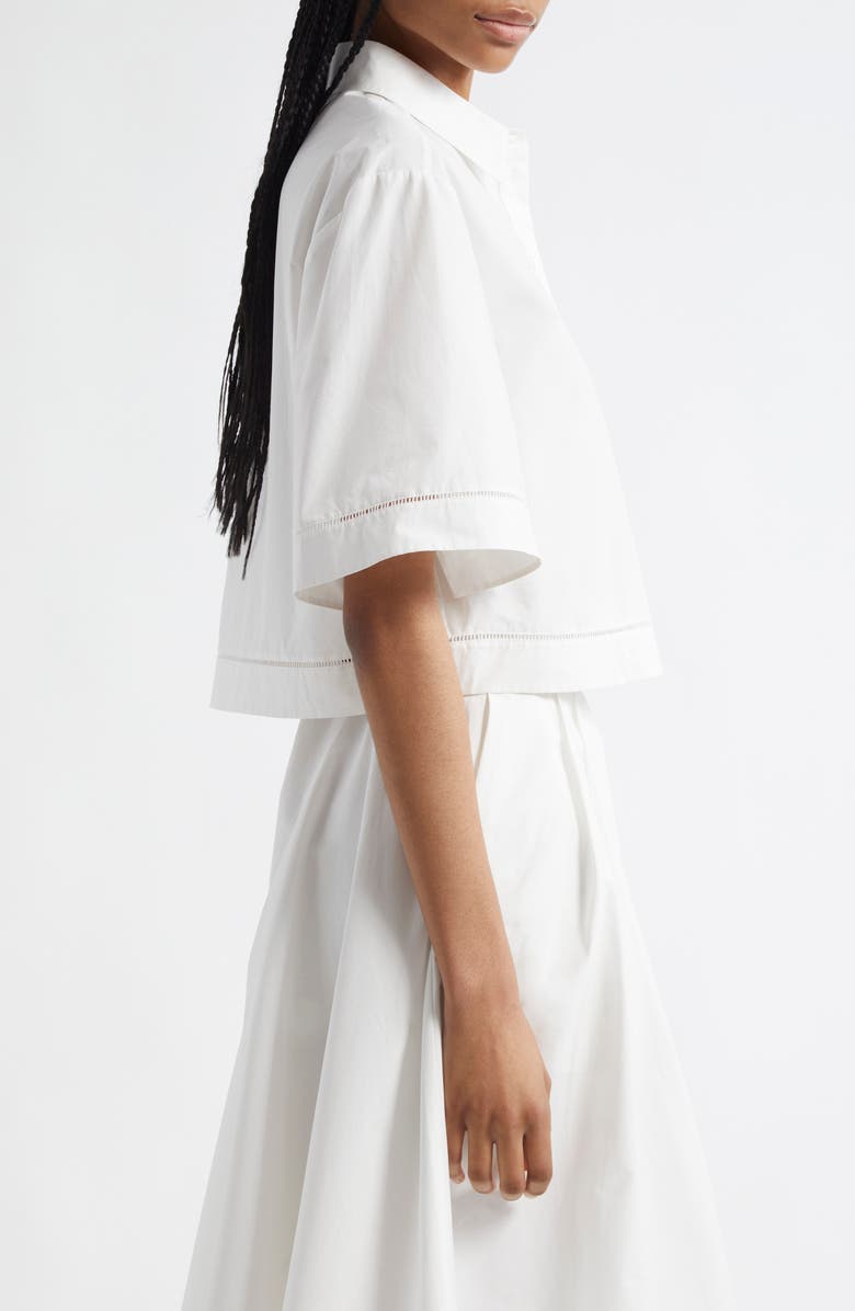 Róhe Ladder Stitch Inset Cotton Button-Up Shirt, Alternate, color,