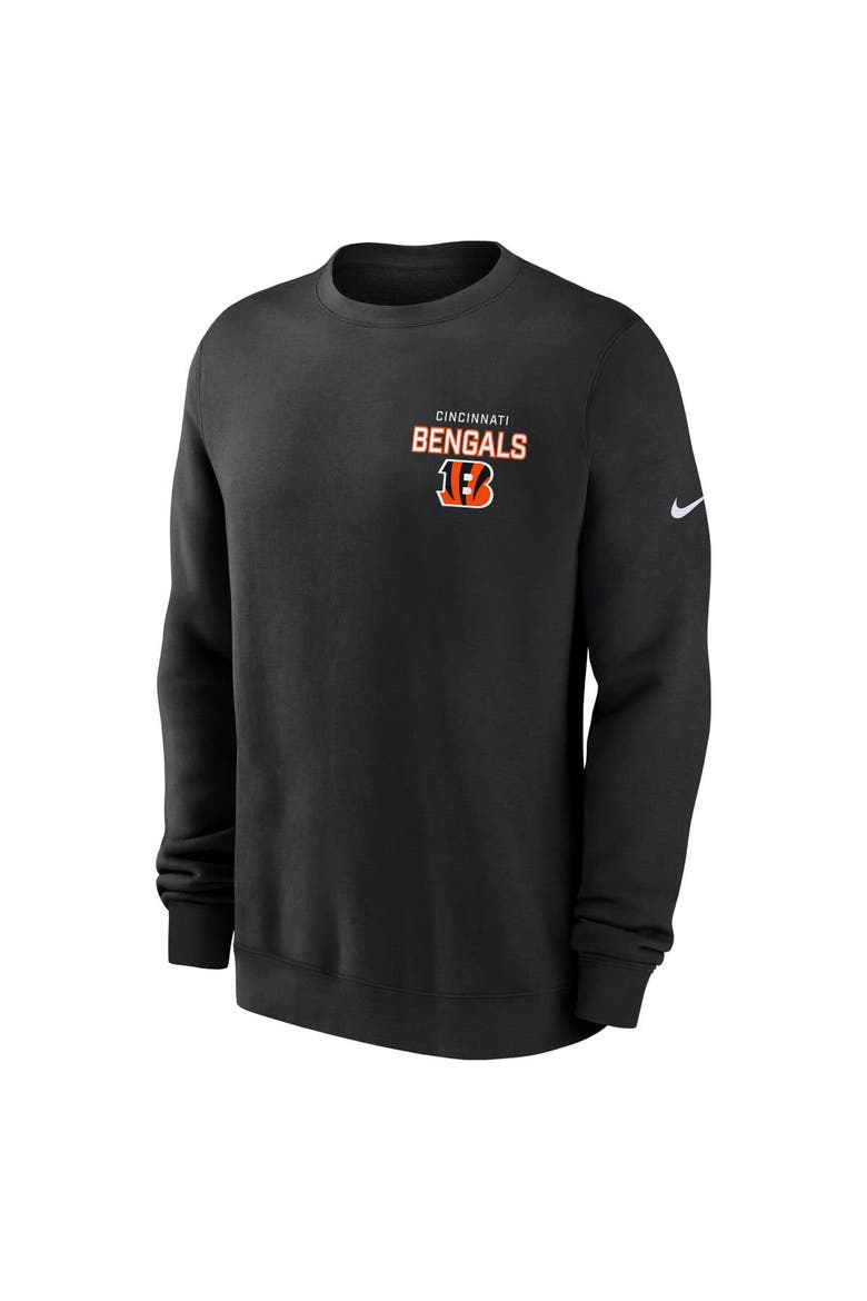 Men's Nike Black Cincinnati Bengals Primetime Club Fleece Pullover Sweatshirt, Alternate, color, Black