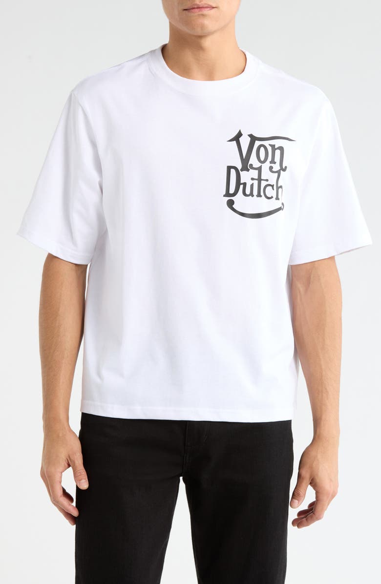 Von Dutch Logo Cotton Blend Graphic T-Shirt, Main, color, Bright White