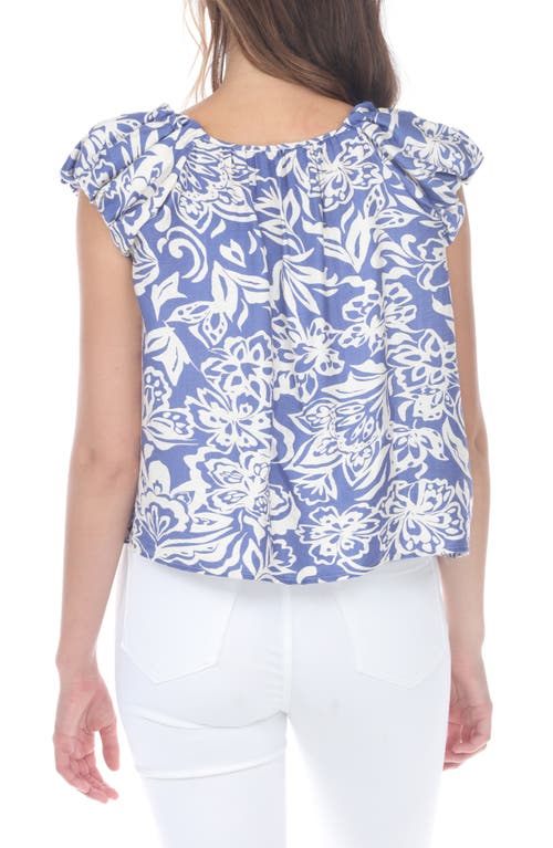 Shop Rain And Rose Floral Print Top In Blue