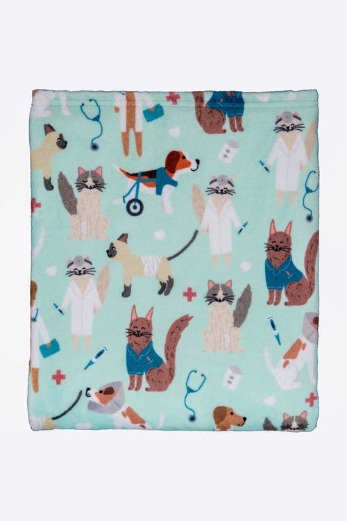 Puppington Pupper Snuggles Throw Blanket In Seafoam Serenity