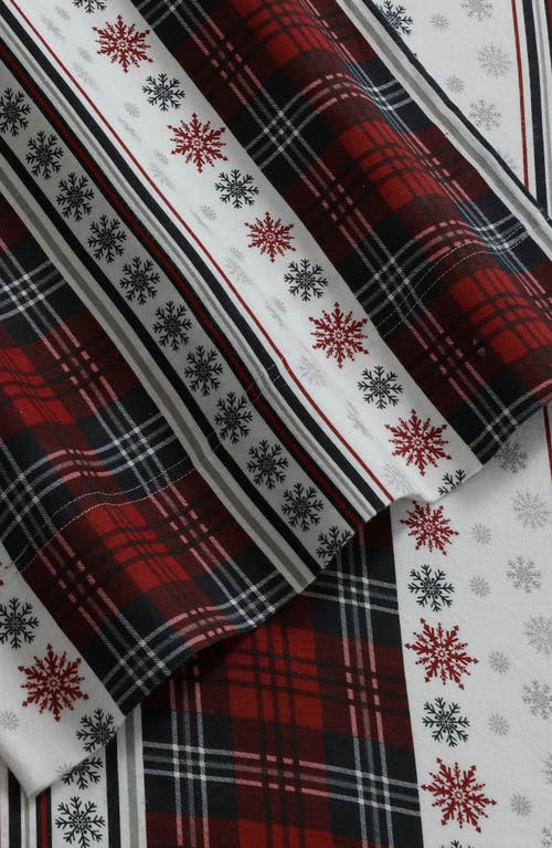 Azores Home Comfy Stripe Cotton Flannel Sheet Set In Red