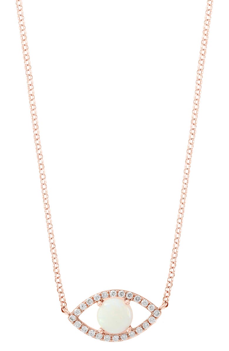 EFFY Diamond & Opal Evil Eye Pendant Necklace, Alternate, color, Rose Gold