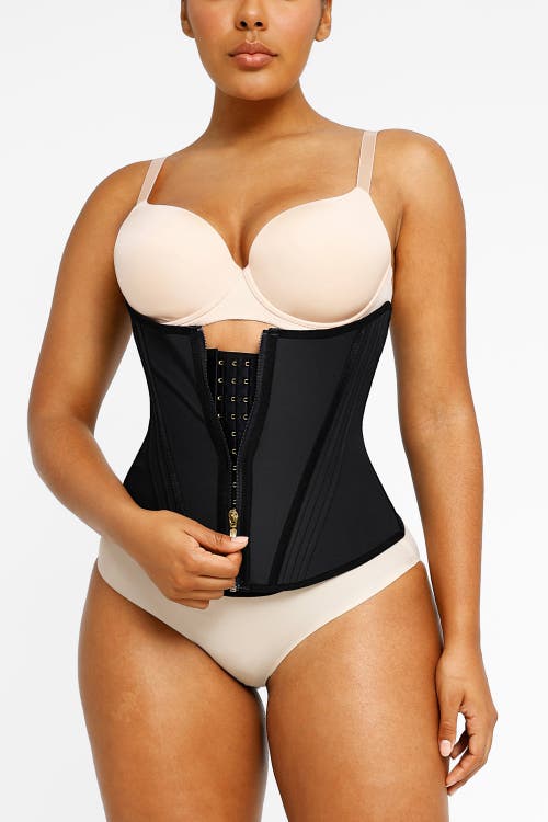 Shapellx Core Control Latex Waist Trainer In Jet Black