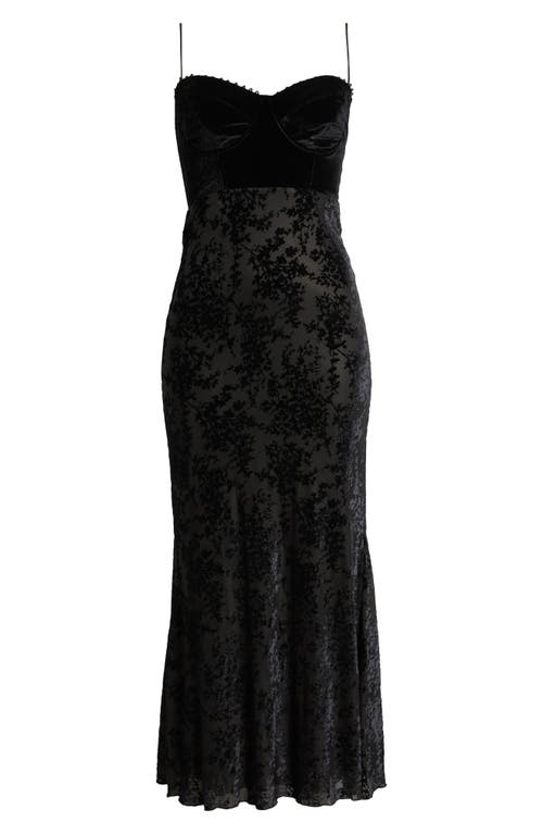 Rare London Sleeveless Burnout Velvet Gown In Black