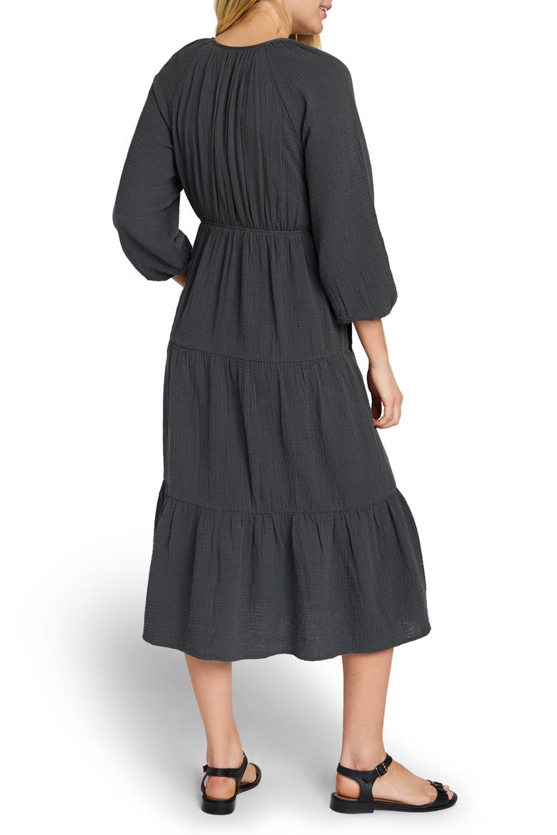 Dream Organic Cotton Gauze Midi Dress, Alternate, color, WASHED BLACK