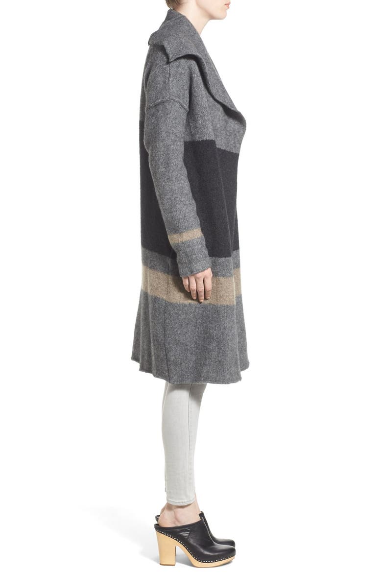 Stripe Blanket Coat, Alternate, color, FLANNEL/ CHARCOAL