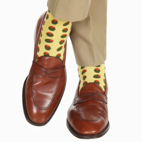 Trafalgar Happy Hour Martini Olives Over The Calf Mercerized Cotton Novelty Socks