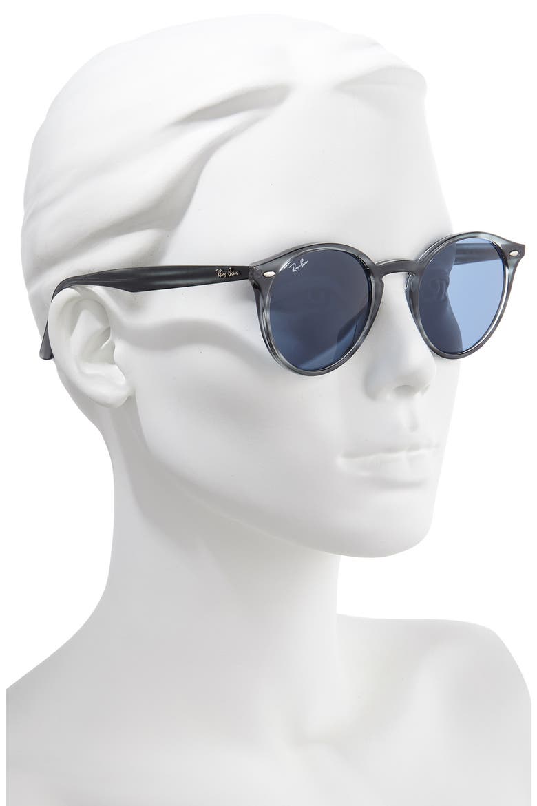 Highstreet 51mm Round Sunglasses, Alternate, color, BLUE HAVANA/ BLUE SOLID
