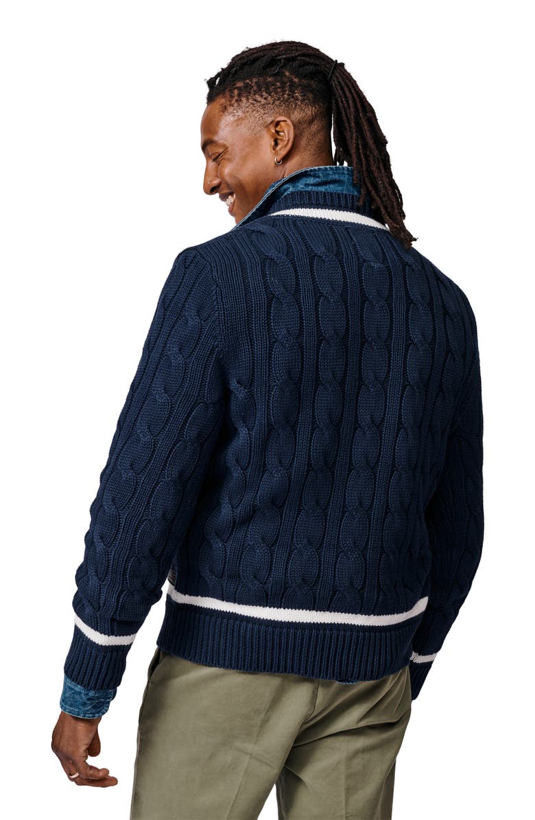 Aubin Denton Cotton V-Neck Knit Cricket Jumper, Alternate, color, Navy