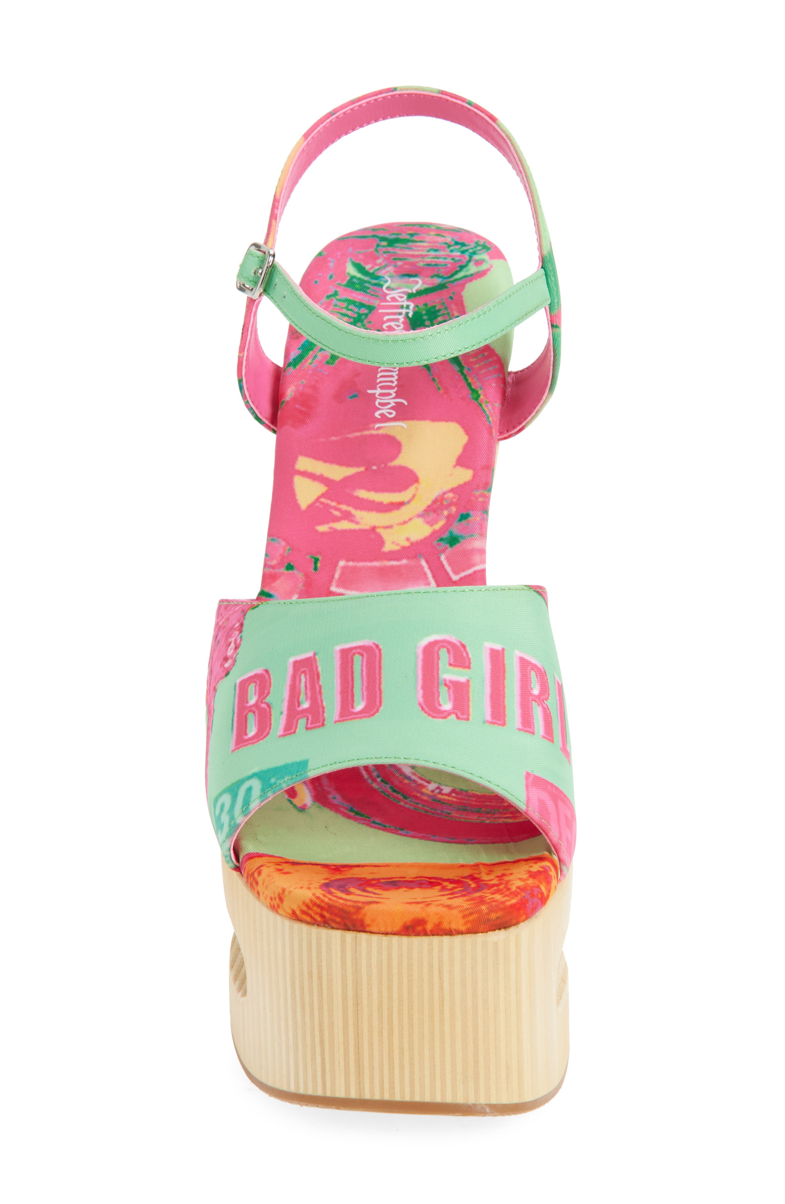 Jeffrey Campbell Flag Girl Platform Wedge Sandal, Alternate, color, Green Bad Girl Combo