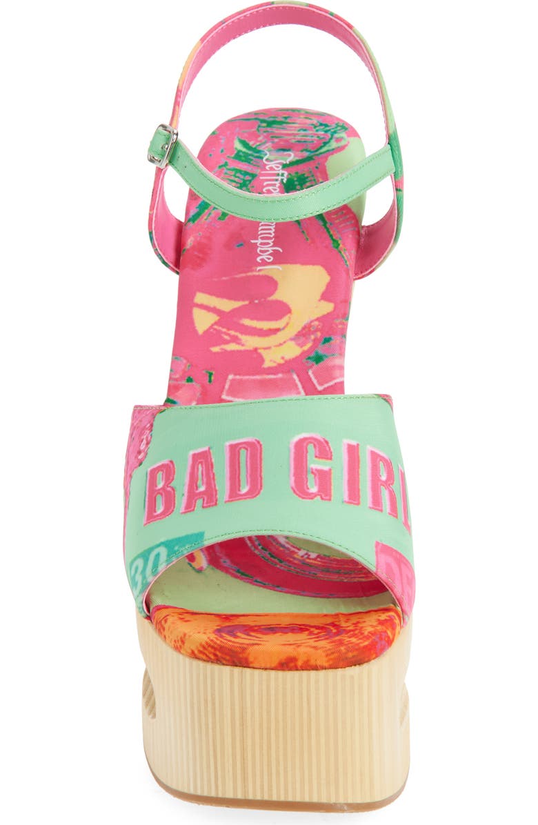 Jeffrey Campbell Flag Girl Platform Wedge Sandal, Alternate, color, Green Bad Girl Combo