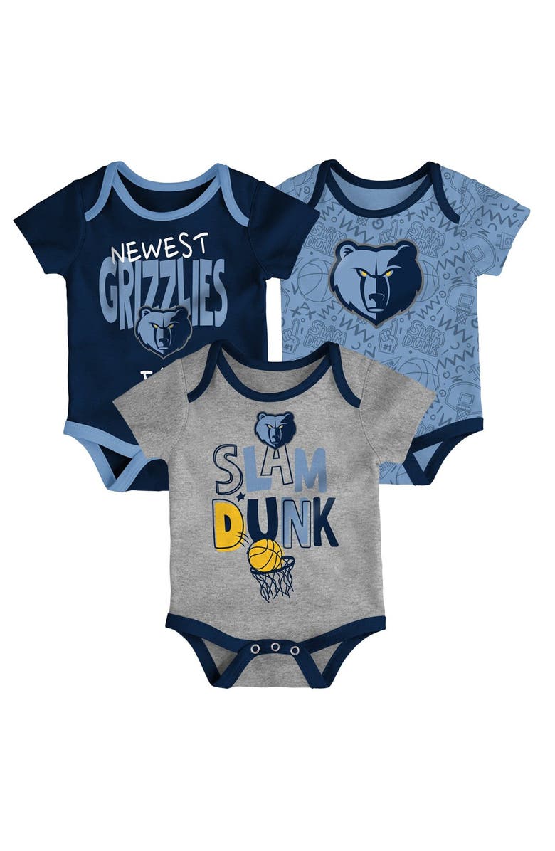 Outerstuff Infant Navy/Light Blue/Gray Memphis Grizzlies Slam Dunk 3-Piece Bodysuit Set, Main, color, Navy