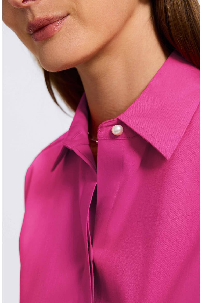 Matte Sateen Button-Up Shirt, Alternate, color, PINK TOURMALINE