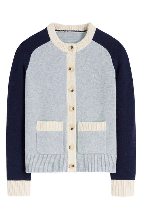 Boden Marion Colorblock Wool Cardigan In Black