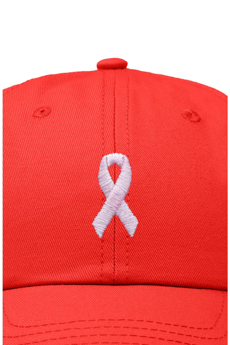 Pink Ribbon Dad Cap, Alternate, color, Red