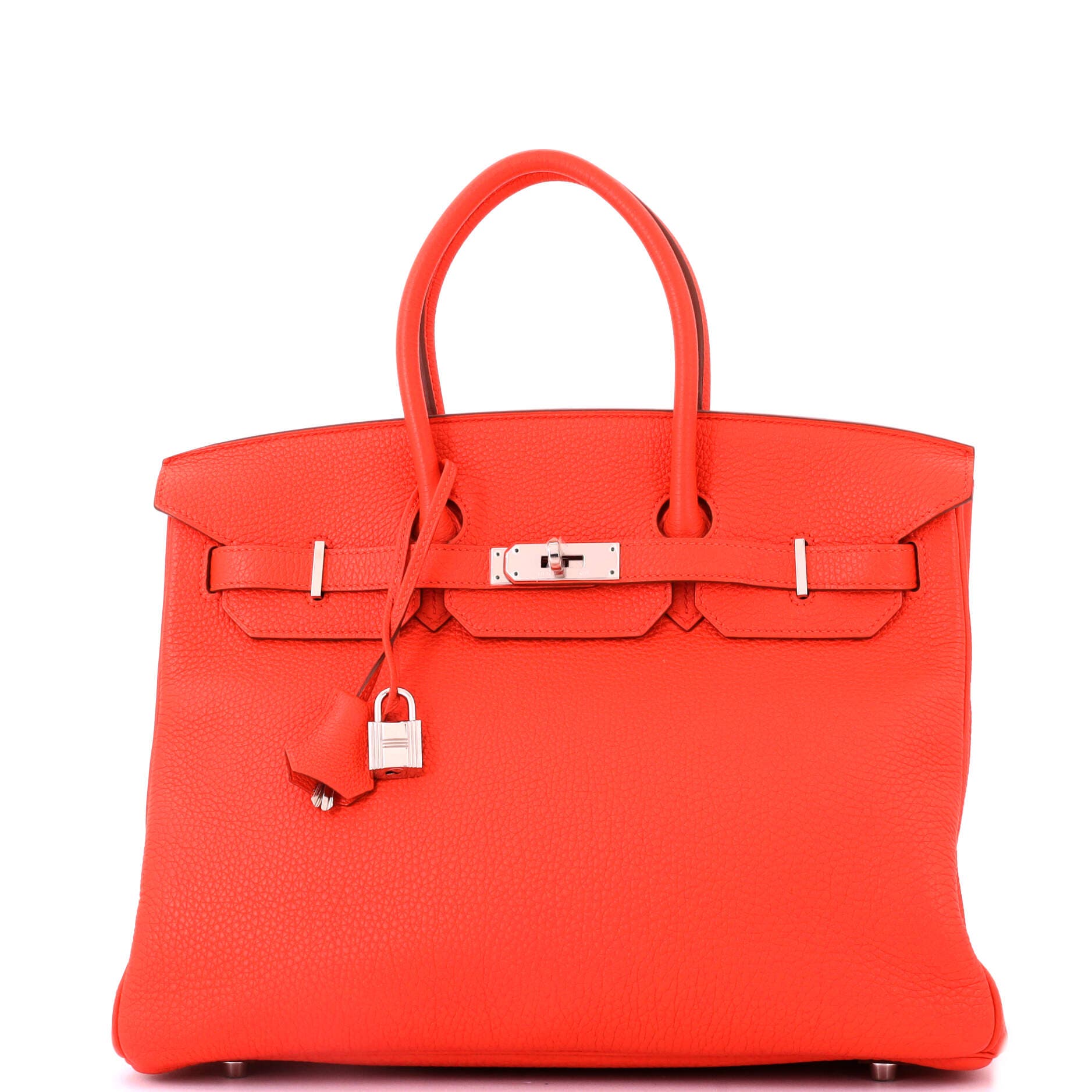 Pre-Owned Hermes Birkin Handbag Orange Togo with Palladium Hardware 35, Main, color, Capucine
