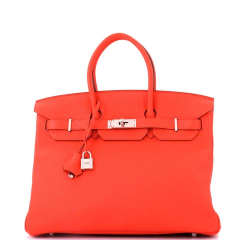 Birkin Handbag Orange Togo with Palladium Hardware 35