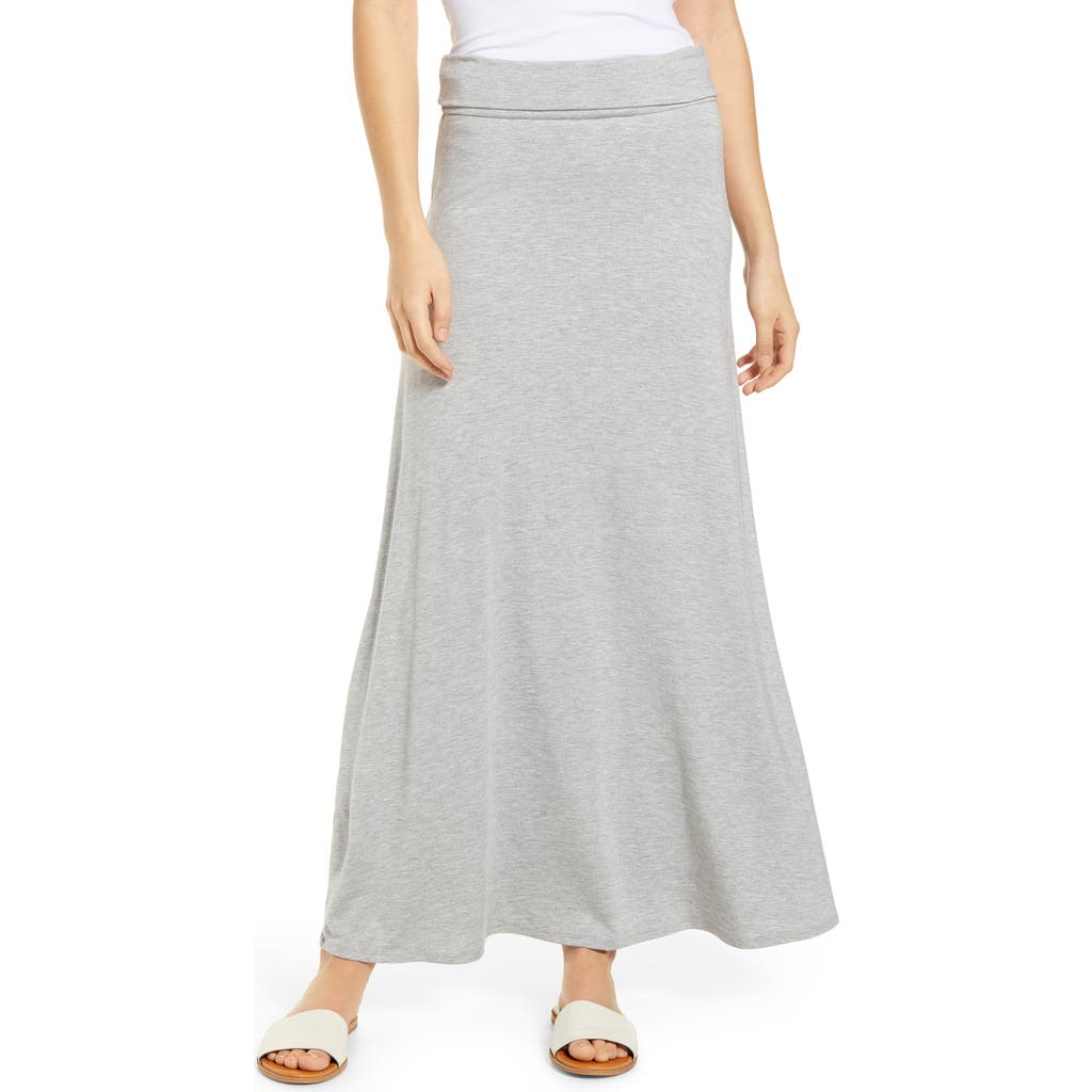 Shop Loveappella Roll Top Maxi Skirt In Heather Grey