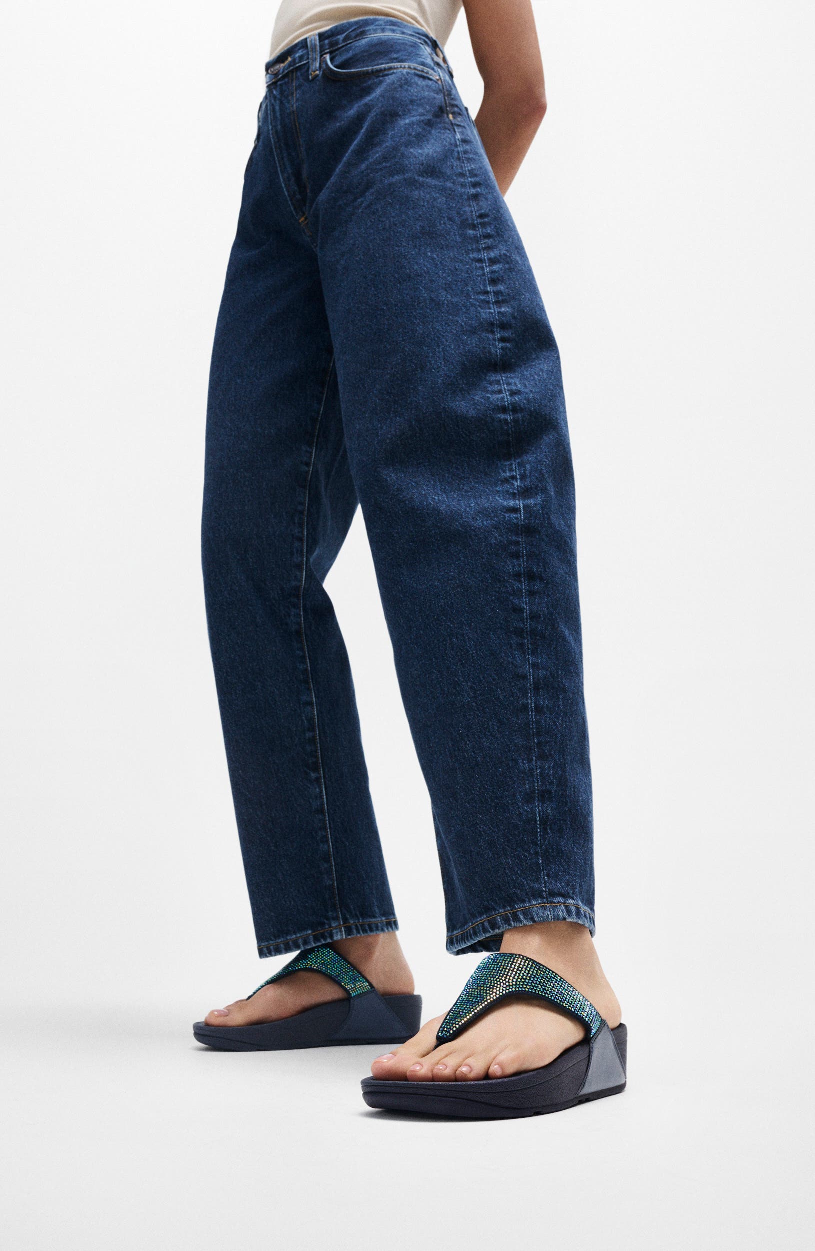 Lulu Embellished Flip Flop, Alternate, color, IRIDESCENT NAVY