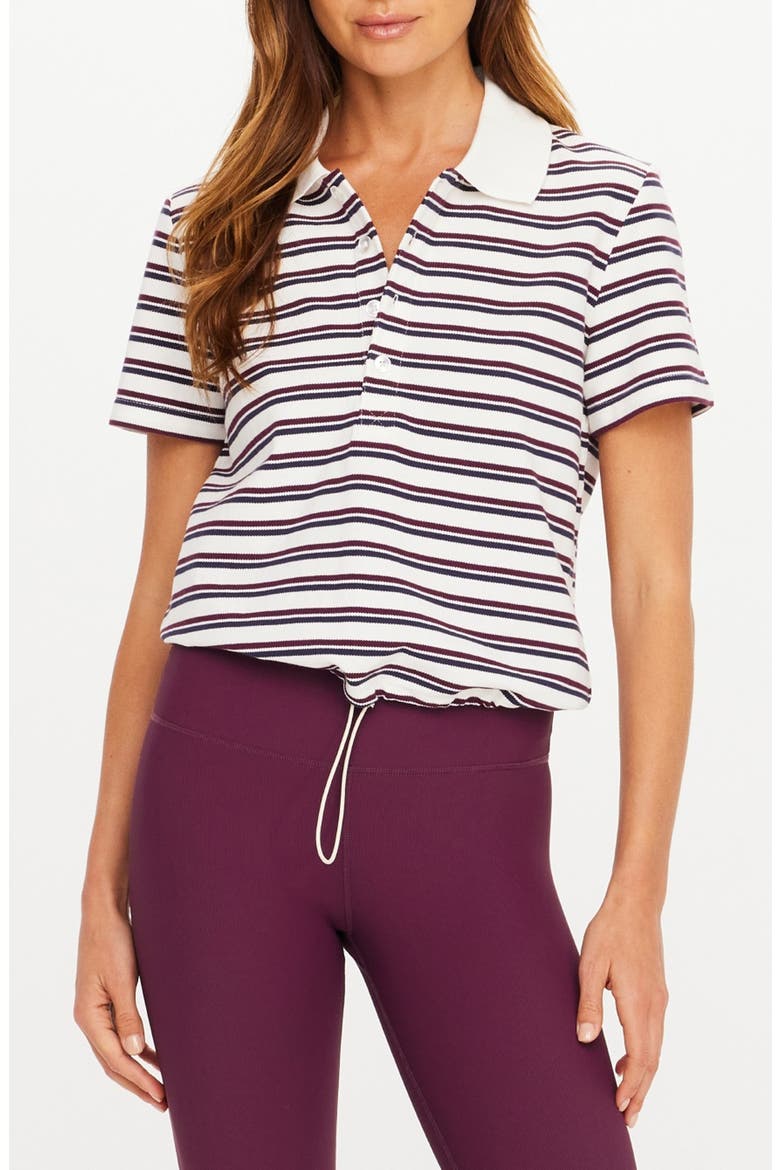 Sophie Stripe Organic Cotton Crop Polo, Main, color, STRIPE