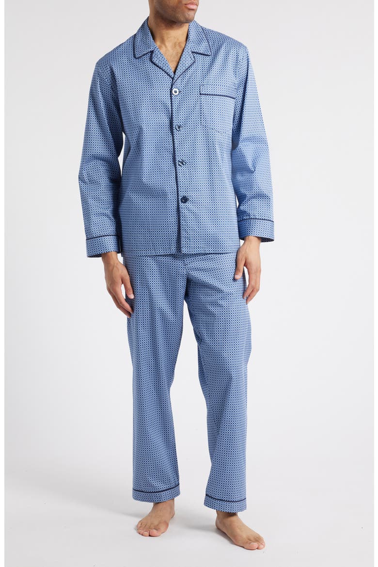 Cotton Sateen Pajamas, Main, color, NAVY/ BLUE