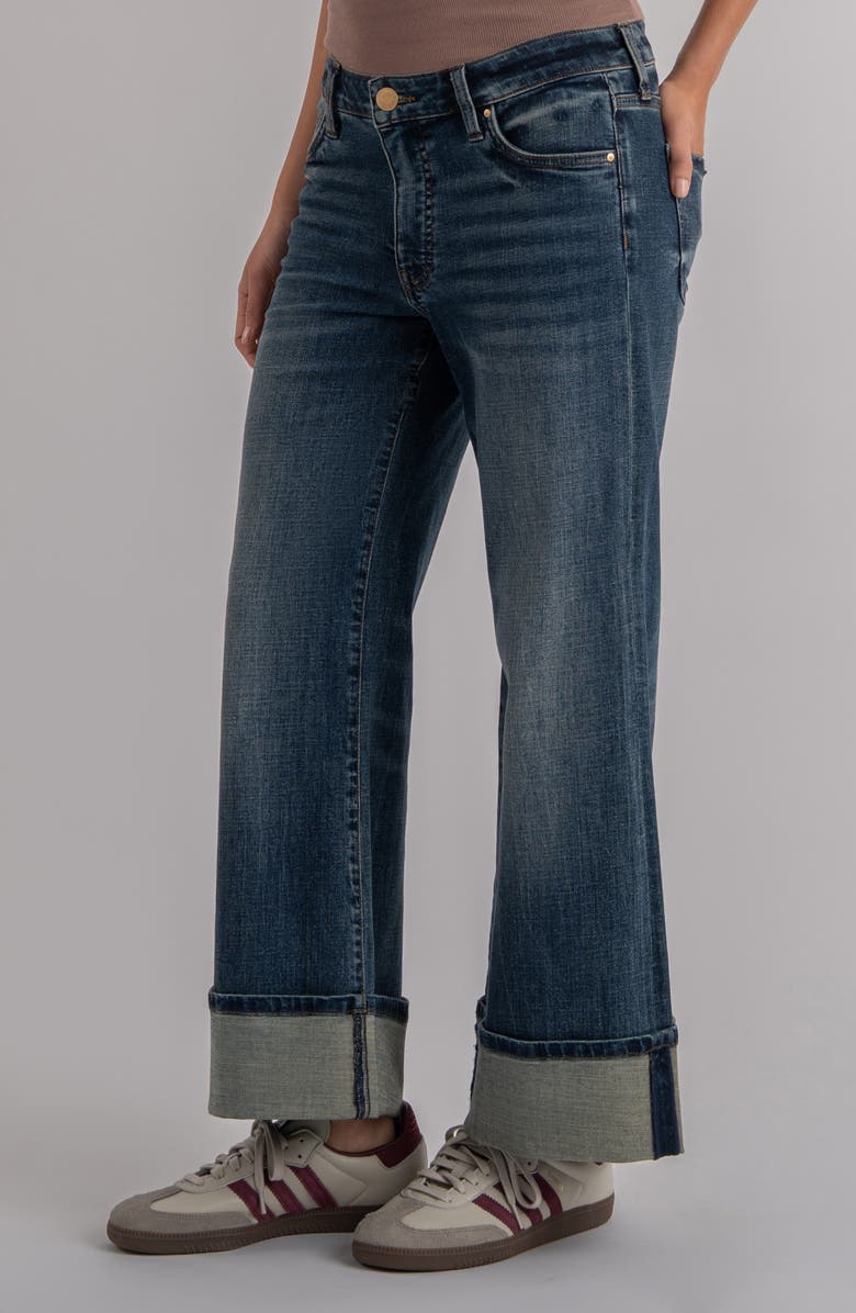 KUT from the Kloth Meg Cuffed High Waist Wide Leg Jeans, Alternate, color, Interconnected