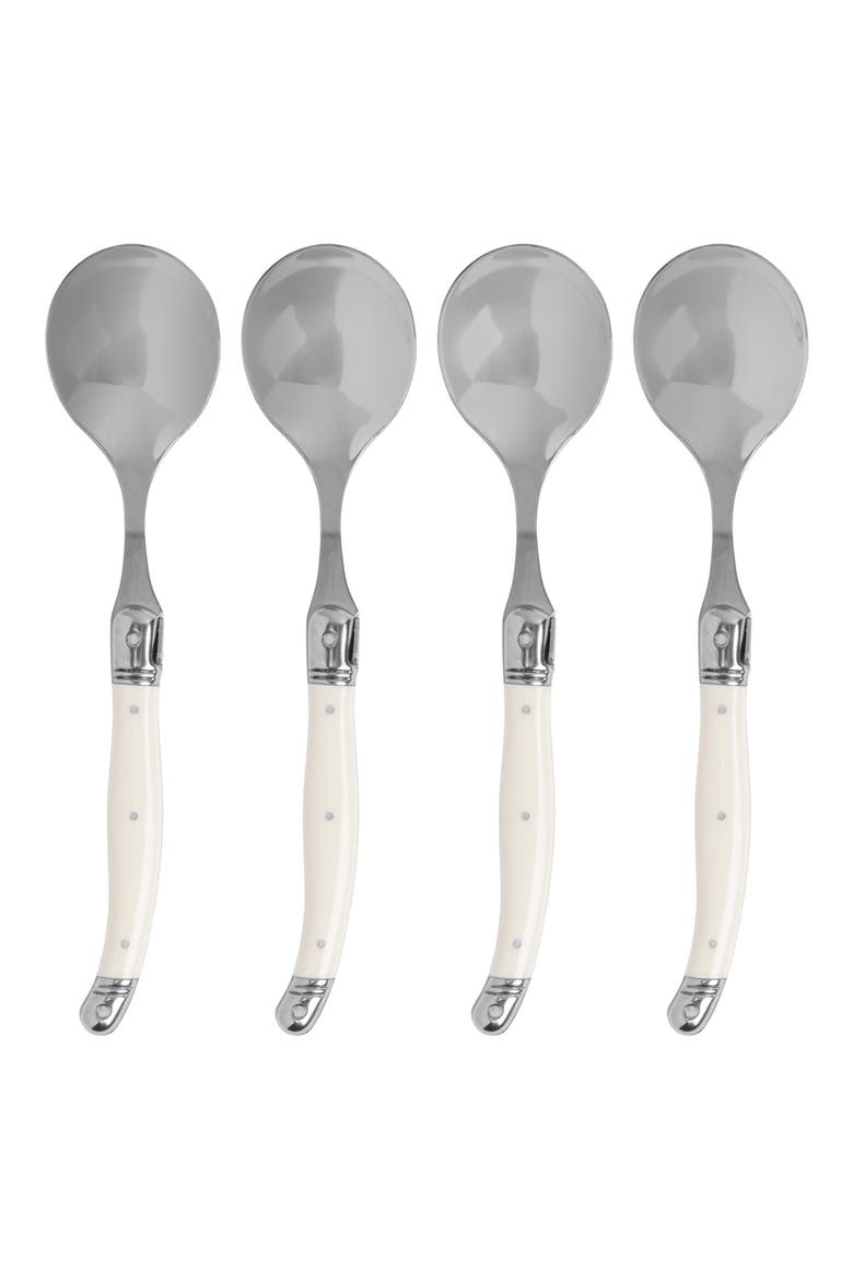Set of 4 Soup Spoons, Main, color, FAUX IVORY