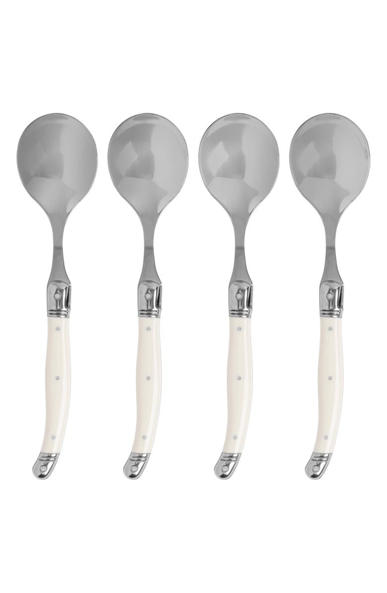 FRENCH HOME Set of 4 Soup Spoons, Main, color, Faux Ivory