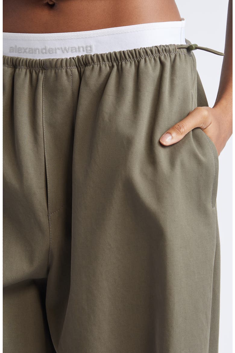 Logo Elastic Cotton Twill Wide Leg Pants, Alternate, color, ARMY GREEN