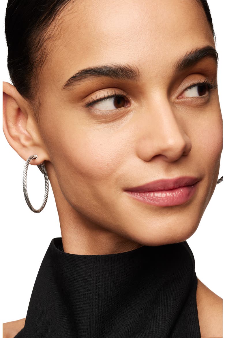 Cable Hoop Earrings, Alternate, color, SILVER