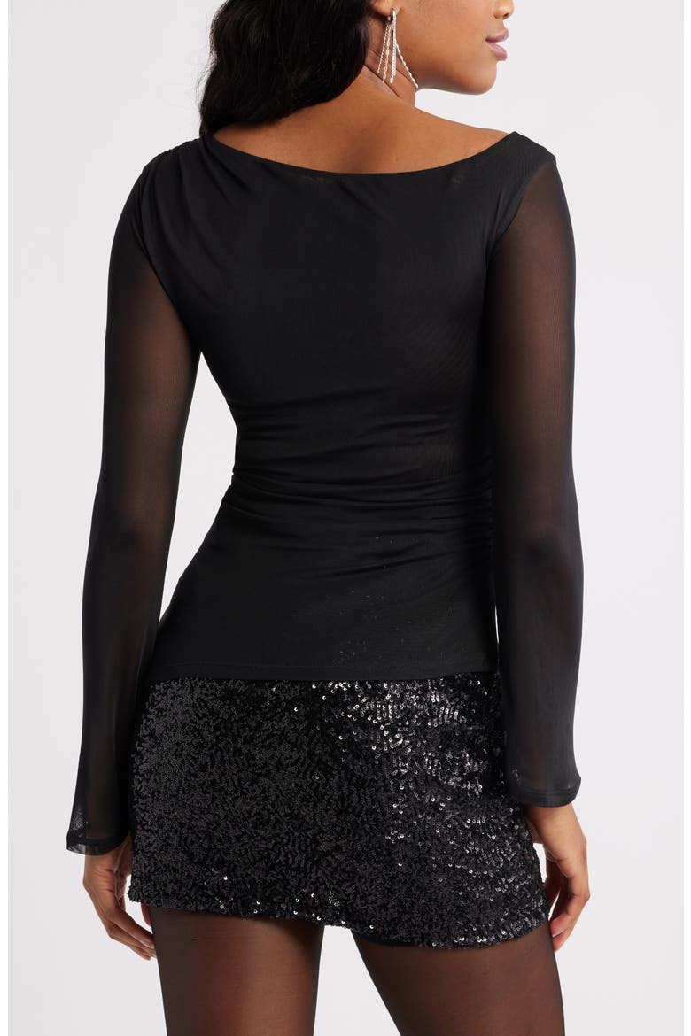 Mesh Bell Sleeve Top, Alternate, color, BLACK
