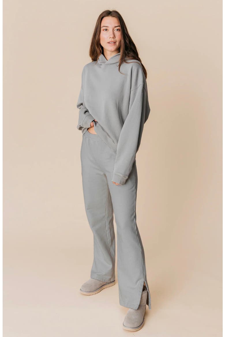Organic Cotton Teddy Flare Pant, Alternate, color, Ash
