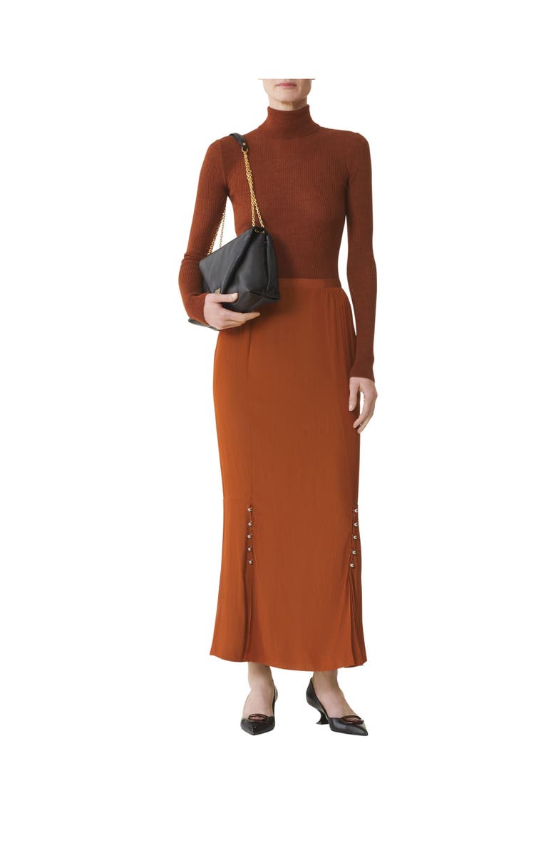 Lanvin Midi Skirt In Charmeuse, Alternate, color, Chestnuts