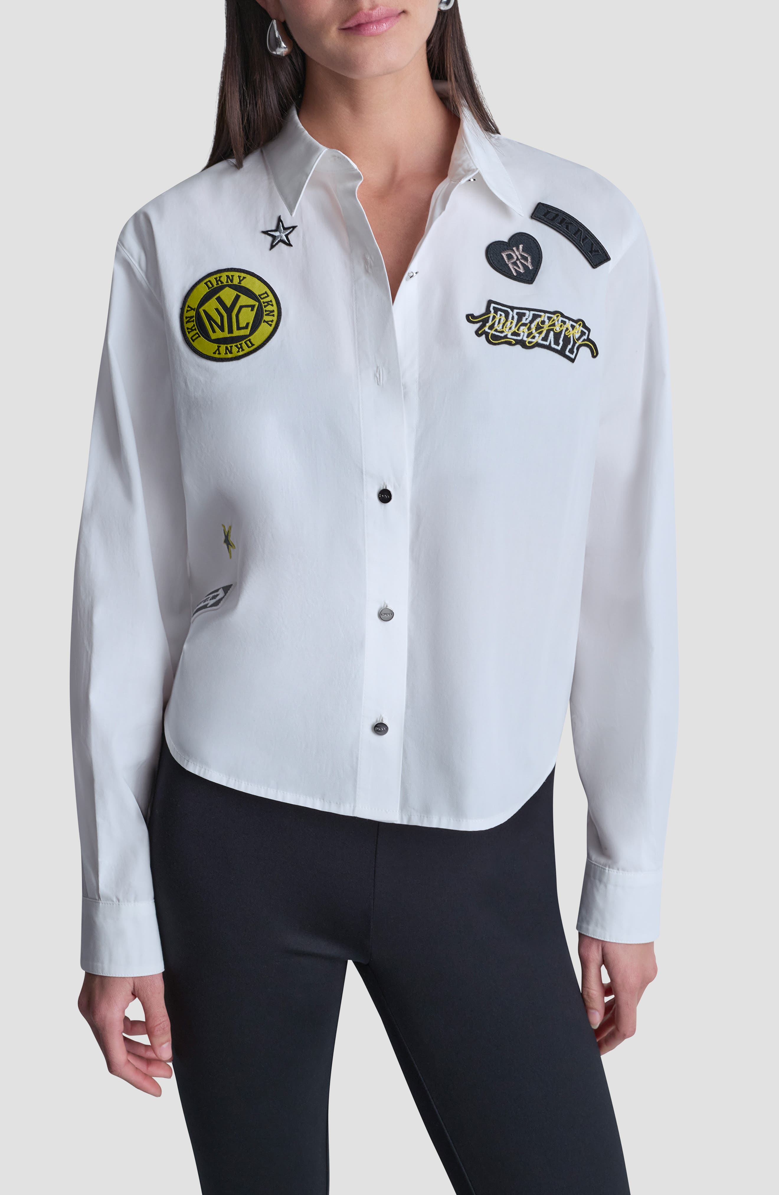 Patch Detail Cotton Button-Up Shirt