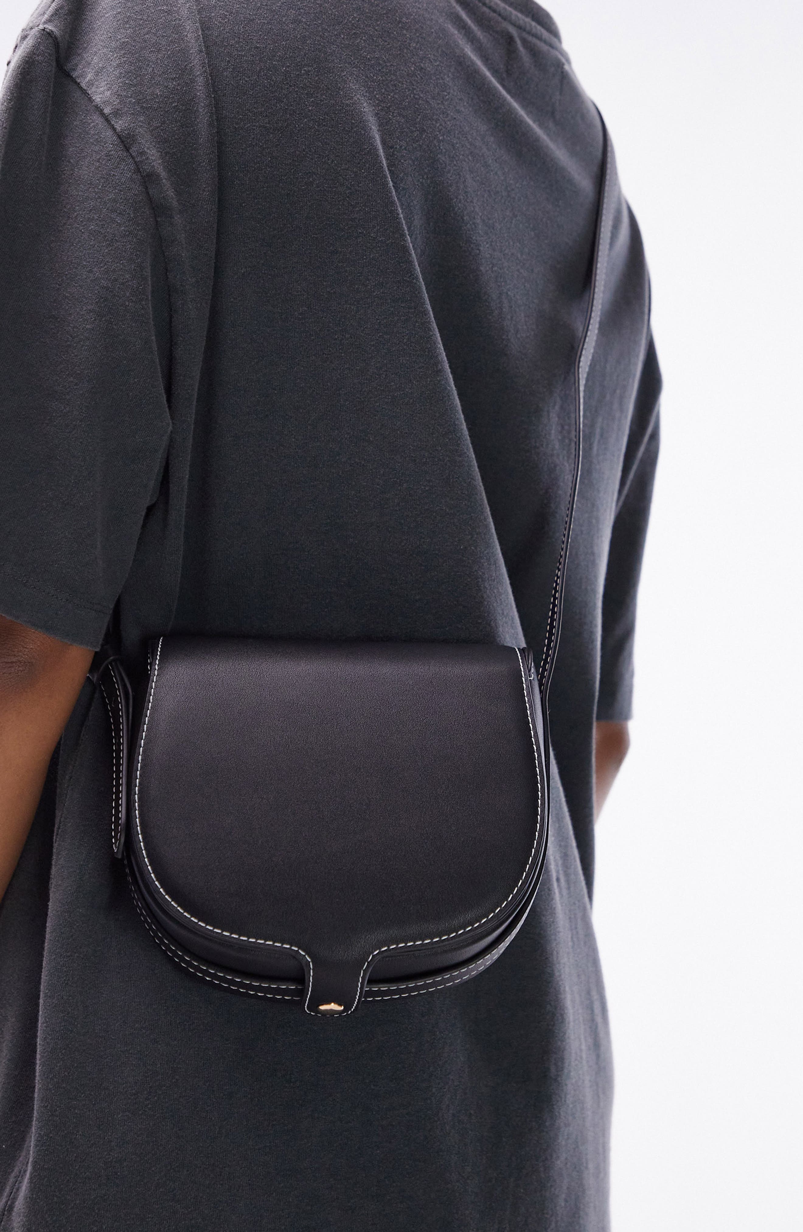 Faux Leather Crossbody Bag, Alternate, color, BLACK